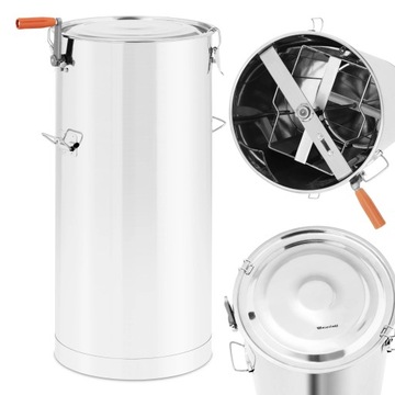 Ручная медогонка с 2-мя рамками, изготовлена ​​из нержавеющей стали.