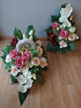 Украшение кладбища МОГИЛА композиция ВЕСНА ПАСХА НАБОР тюльпанов