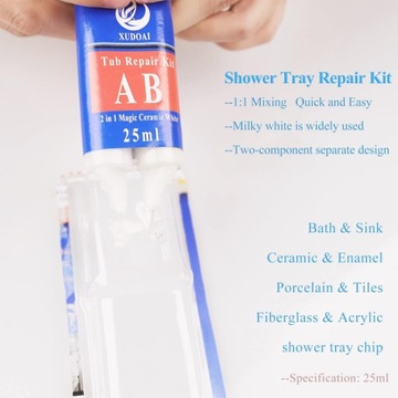 Zestaw naprawczy do wanny umywalki ceramiki porcelany płytek 25ml biały