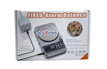 Waga elektroniczna laboratoryjna draVires 1kg 1000g 0.01g + naklejka