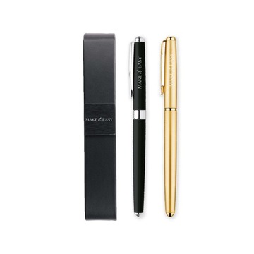 Zestaw piśmienniczy - Etui + Pióro Atramentowe GOLD + Pióro Wieczne BLACK