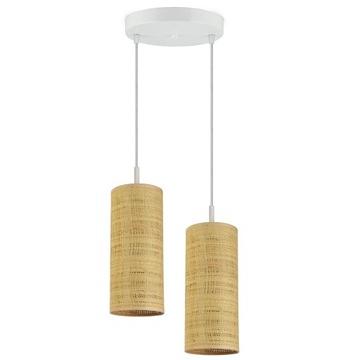 Lampa Wisząca Żyrandol Abażury Tuby Rattan LED E27