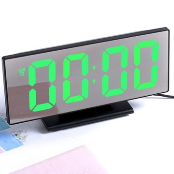 Cyfrowy zegar z budzikiem LED lustro Alarm elektr