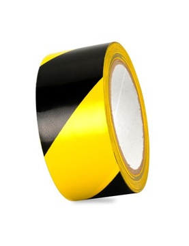 ЖЕЛТАЯ ЧЕРНАЯ ПРЕДУПРЕЖДАЮЩАЯ ЛЕНТА С КЛЕЙКОЙ 25 м