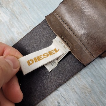 DIESEL GOLD PREMIUM Belt Skórzany Pasek Damski Szeroki 7 Brązowy Leather