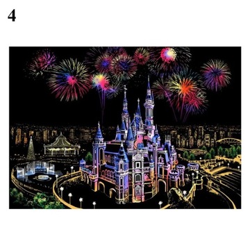Toy Funny Kids Paper Tower Castle Windmill Balloon Scratch Art Painting