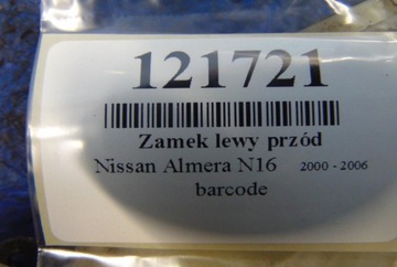 NISSAN ALMERA N16 FACELIFT ZÁMEK LEVÝ PŘEDNÍ HB 5D