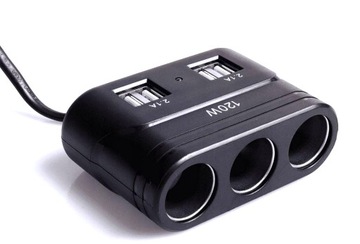 Rozgałęźnik zapalniczki x 3 4x USB 5V/2100mA 120W
