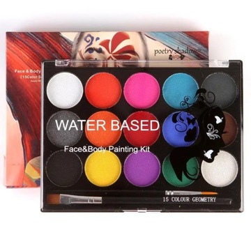 КРАСКИ КРАСКИ ДЛЯ ПОКРАСКИ ЛИЦА И ТЕЛА 15 ЦВЕТОВ. МОЮЩИЕСЯ ДЕТИ + ШАБЛОНЫ