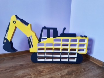 MALOWANA KOPARKA na resoraki półka autka