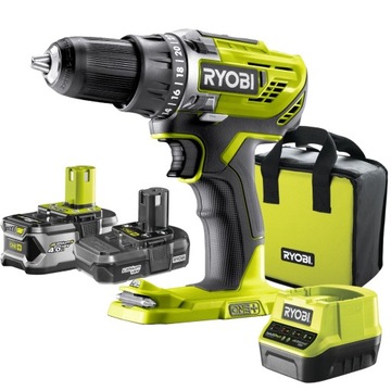 RYOBI ZESTAW WIERTARKA WKRĘTARKA 18V TORBA +2 BAT