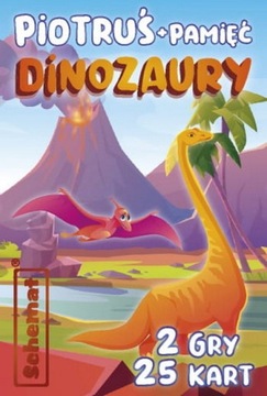 KARTY PIOTRUŚ + PAMIĘĆ DINOZAURY 2 GRY 25 KART SCHEMAT