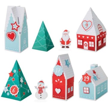 KALENDARZ adwentowy DIY zimowa WIOSKA domki x24