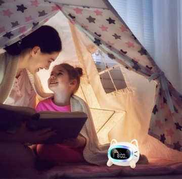 Красочные часы-будильник лампа-ночник светодиодный RGB для детей котенок