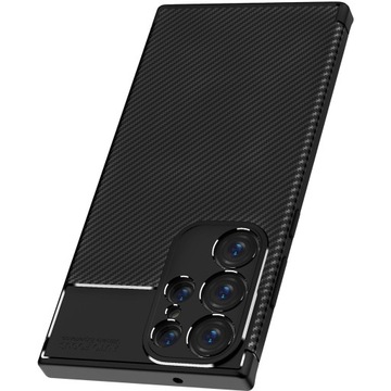 PANCERNE CZARNE ETUI PREMIUM KARBON do SAMSUNG GALAXY S24 ULTRA |+ SZKŁO 9H