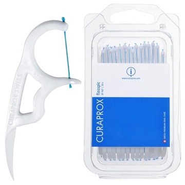 CURAPROX FLOSSPIC WYKAŁACZKI Z NICIĄ DENTYSTYCZNĄ NYLONOWA NITKA 30 SZTUK