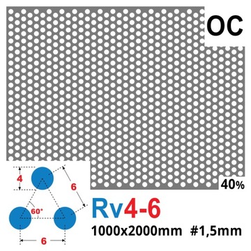 ЛИСТ ПЕРФОРИРОВАННЫЙ 1000 x 2000 OC 1,5 мм 4-6 КОЛЕС