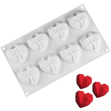 Forma Silikonowa Diamentowe serca 3D Domowe DIY