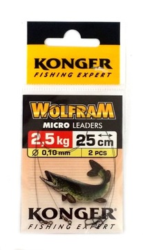 KONGER PRZYPON WOLFRAMOWY MICRO 25cm 2,5kg 0,10mm 2szt