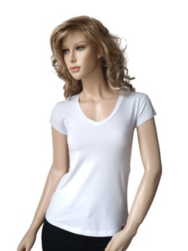 KOLORY Bluzka T-shirt w serek bawełna PREMIUM polska marka LaTynka TOP 6221