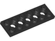 LEGO TECHNIC Plate 2 x 6 with 5 Holes Black / czarny 32001 2szt NOWY
