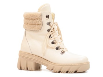 LEMAR botki na platformie skórzane ocieplane buty