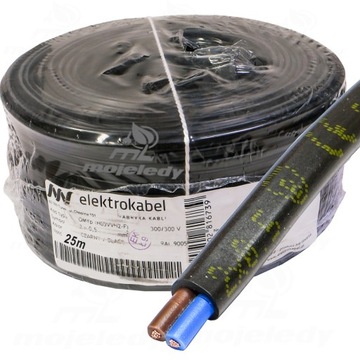 przewód OMYp 2x0,5mm 300/300V Linka CU płaski 25m