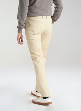 Beżowe gładkie spodnie męskie z bawełną PAKO LORENTE W36 L34