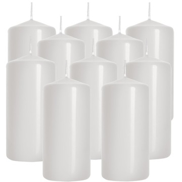 ZESTAW 10 ŚWIEC STOŁOWYCH WALEC KLASYCZNA ŚWIECZKA 10cm BIAŁA