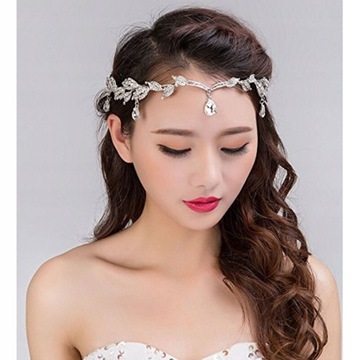 Свадебная тиара со стразами и повязкой на лбу