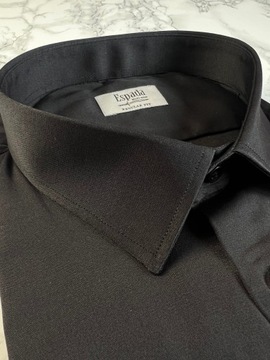 Koszula męska 3XL ESPADA 57% bawełna regular fit czarna gładka dł rękaw