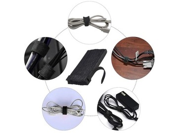 TAŚMA RZEP ORGANIZER KABLI OPASKA DO SPINANIA ZACISKOWA 15cm CZARNY 100 szt