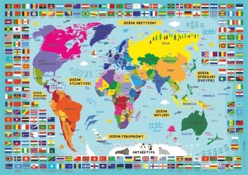 Podkładka na biurko dwustronna mapa świata flagi