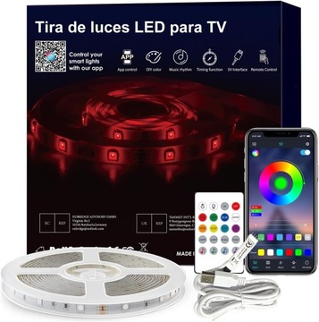 Taśma LED do podświetlenia telewizora 3M USB pilot aplikacja RGB 45–60 cali