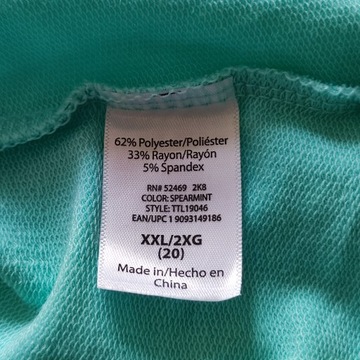 48/50 TIME AND TRU bluza odkryte ramiona mięta mint miętowa swobodna dres