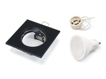 ZESTAW OPRAWA HALOGENOWA CZARNA + LED 5W + GU10