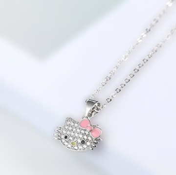 Набор Ожерелье Кольцо Серьги Hello Kitty Kitten Набор стразов 3 шт.