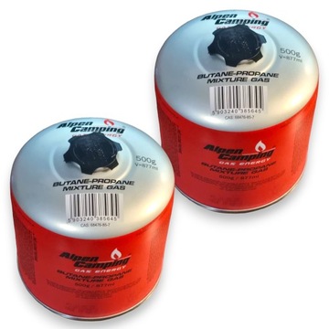 2x Kartusz gazowy 500g z gwintem 7/16 Alpen Camping