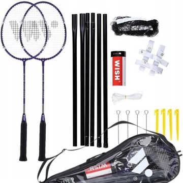 ZESTAW DO BADMINTONA SIATKA DO BADMINTONA WISH PALETKI LOTKI FIOLETOWY