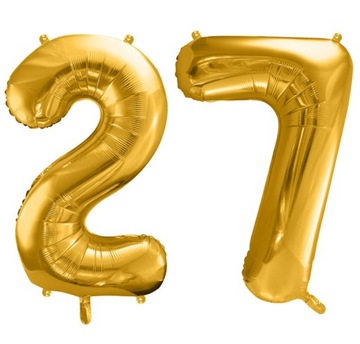 BALONY FOLIOWE cyfry 27 lat ZŁOTE dekoracja 100cm
