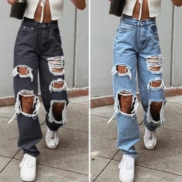 Women Jeans Zipper Fly Wide Leg Lady Denim Pants