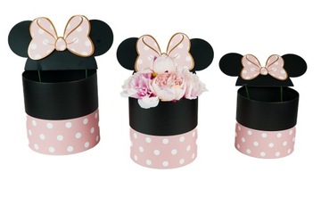 3 sztuki Flower box Myszka Minnie Miki na kwiaty zestaw różowy P281
