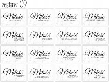 HYMN O MIŁOŚCI tabliczki zestaw 16 szt drewno 20x30cm weselne