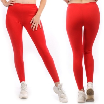 Legginsy damskie długie Polskie Getry Bawełniane CZERWONE M 38