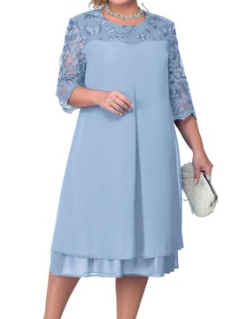 SUKIENKA NA WESELE ELEGANCKA DAMSKA MIDI WIZYTOWA, 4XL
