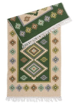 Dywan kilim tkany dwustronny wzór 60x120 zielony