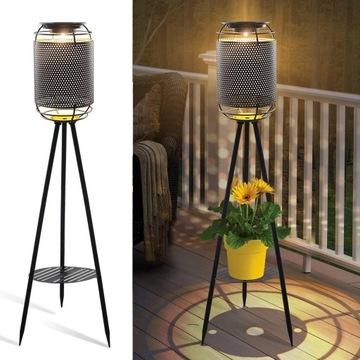 Solarna zewnętrzna lampa podłogowa JJALIGHTS, 86,4 cm, czarna