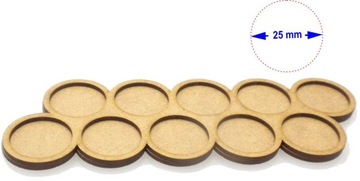 Movement Tray 25 mm/okrągłe AoS, Lotr, WH40k 10x25mm MDF/HDF SKOS 1 szt.