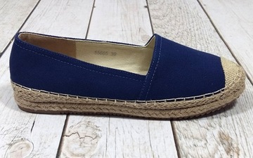 KLASYCZNE PROSTE ESPADRYLE DAMSKIE - granat r 40