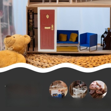 Деревянные мини-двери DIY с деталями из сплава в красном цвете